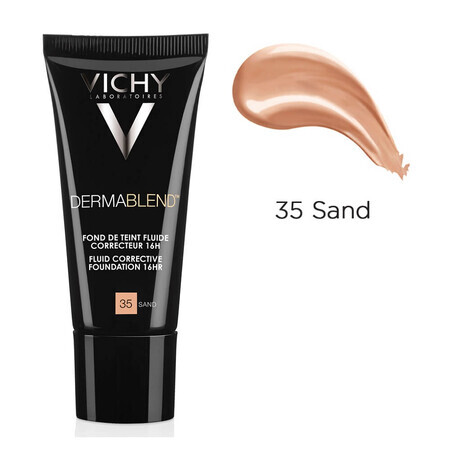 Vichy DermaBlend Fond de teint correcteur avec une couvrance de 16 heures, teinte 35 Sand, 30 ml