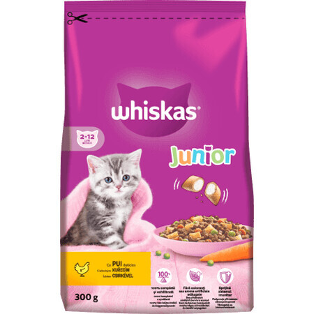 Whiskas Junior Katzentrockenfutter mit Huhn, 300 g