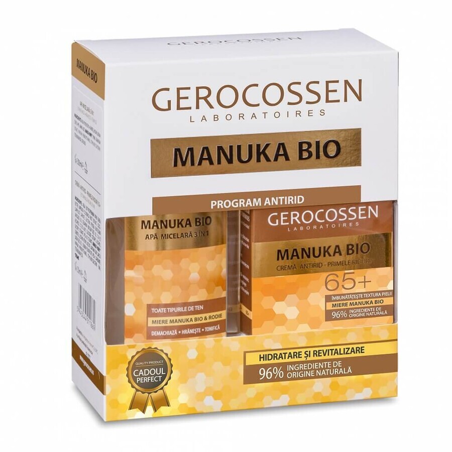 Crème au miel biologique de Manuka 65+, 50 ml + Eau micellaire au miel biologique de Manuka 3 en 1, 300 ml