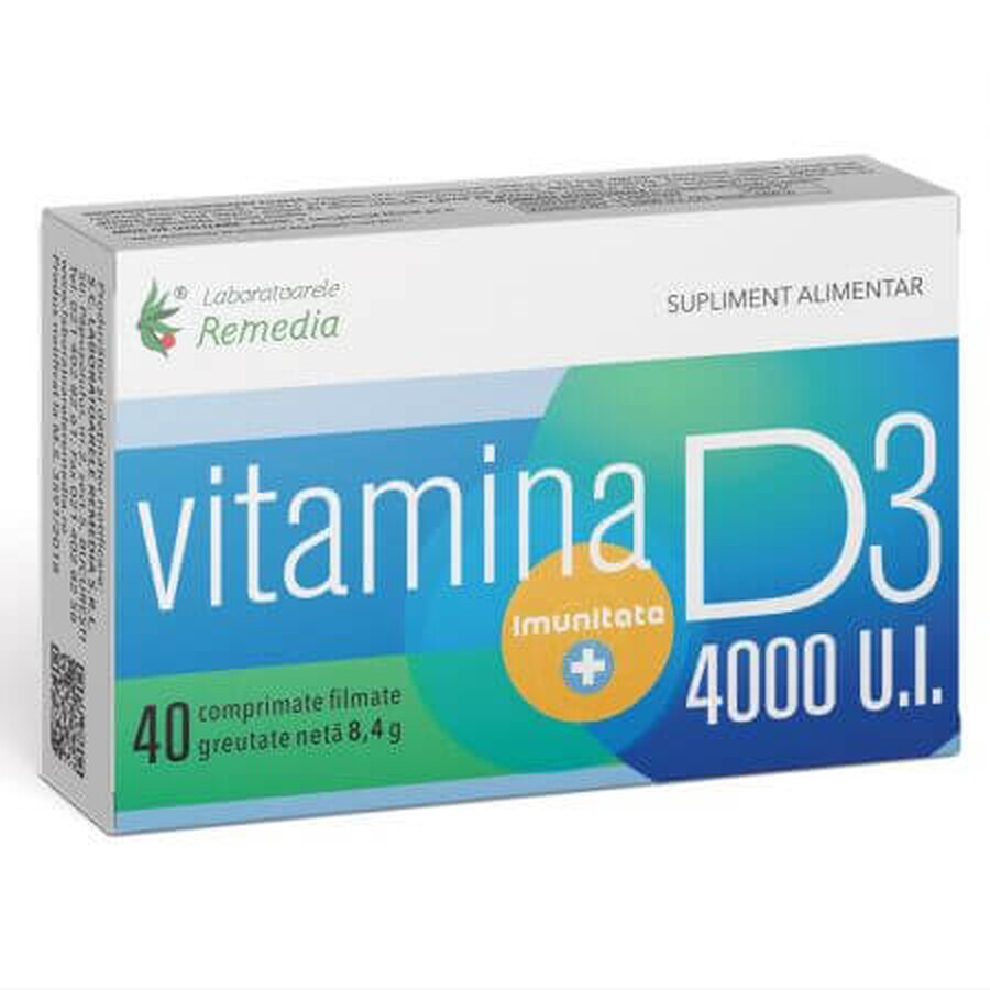 Vitamine D, 4000 UI, 40 comprimés, Remedia