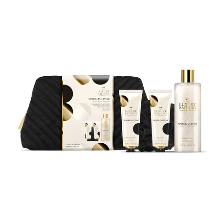 Set regalo glamour, The Luxury Bathing Company, fiori di pera e nettarina scintillanti, 350 ml