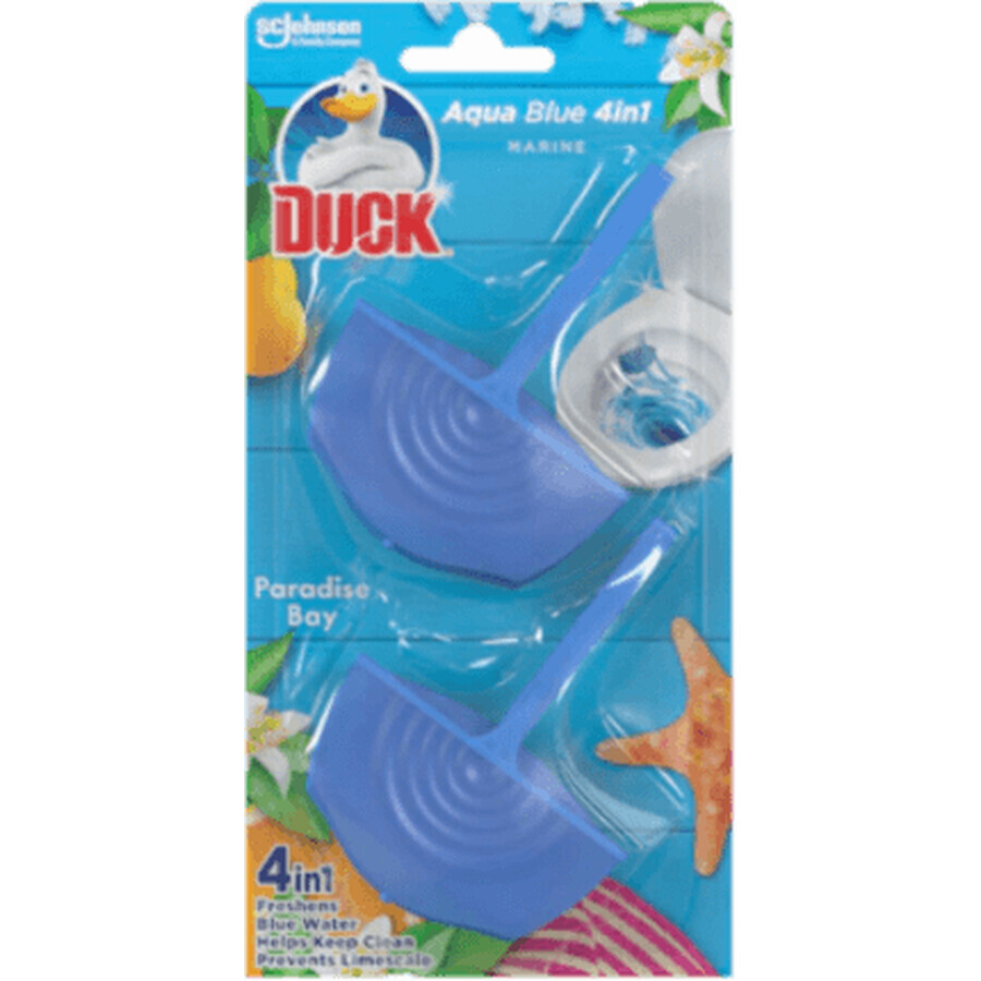 Duck 4 en 1 Aqua Blue Paradise Bay Toilet Freshener, 2 pcs