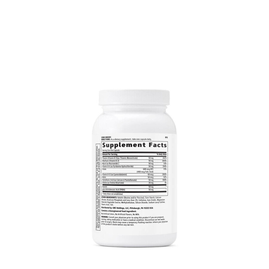 B Complex 50, Complexe de vitamines B, 90 cps, GNC 