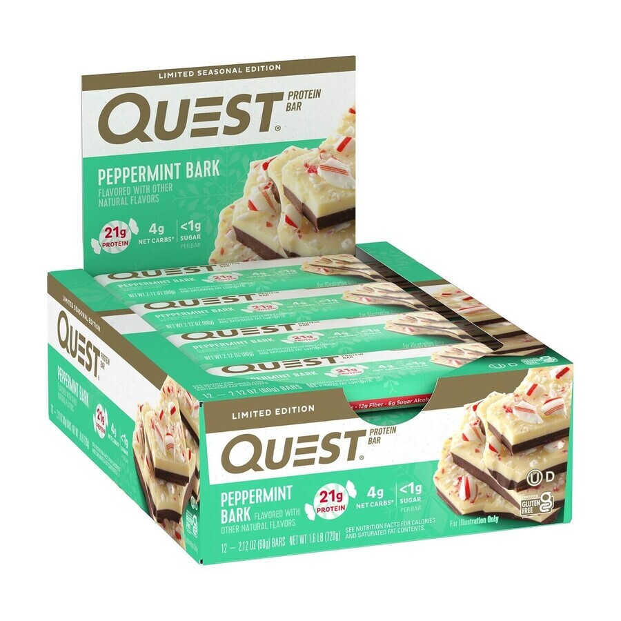 Quest® Protein Bar, Barre protéinée aromatisée à l'écorce de menthe poivrée, 60 g, GNC
