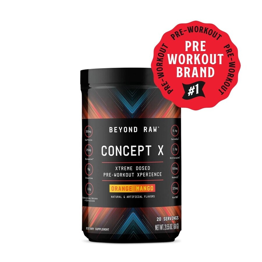 Beyond Raw® Concept X Pre-Workout, formula pre-allenamento al gusto dolce e aspro, 598 g, GNC