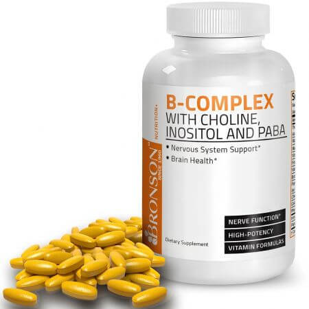 Complesso B con colina, inositolo e PABA, 100 capsule, Bronson Laboratories