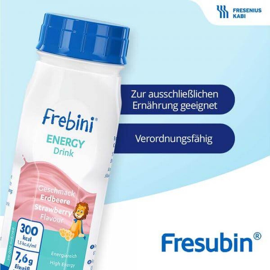 Boisson énergétique Frebini à la fraise, 200 ml, Fresenius