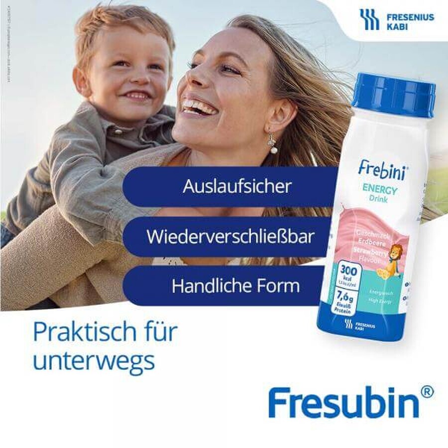 Boisson énergétique Frebini à la fraise, 200 ml, Fresenius