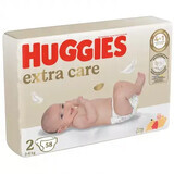 Cambio pannolini, Extra Care, No. 2, 3-6 kg, 58 pezzi, Huggies