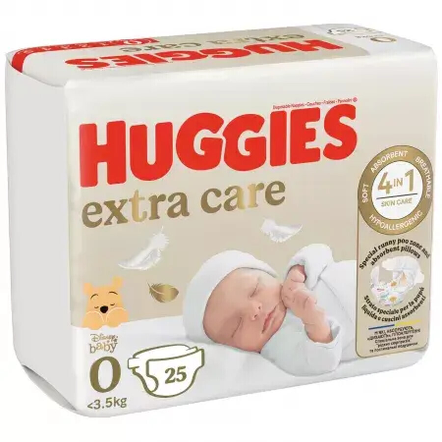 Scutece de schimb Extra Care, Nr. 0, <3.5 kg, 25 bucati, Huggies