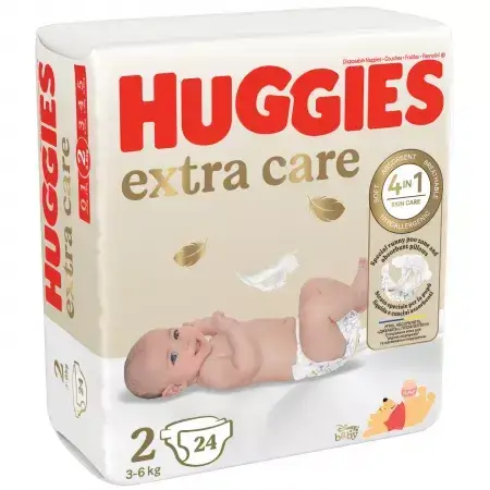 Pannolini da cambio Extra Care, n. 2, 3-6 kg, 24 pezzi, Huggies