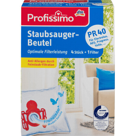Profissimo PR40 Staubsaugerbeutel und Filter, 4 Stück.