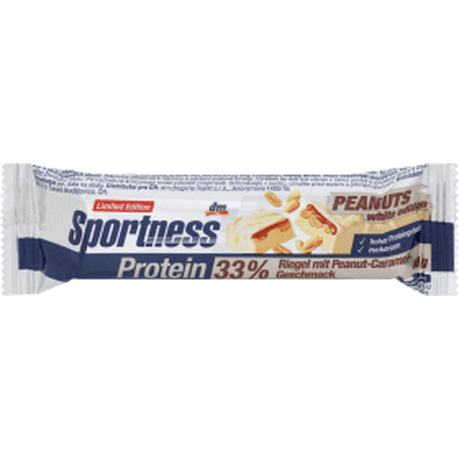 Sportness Barre protéinée 33%, goût cacahuètes et caramel, 40 g