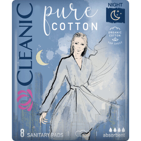 Cleanic Pure Cotton Night Soaks, 8 Stück