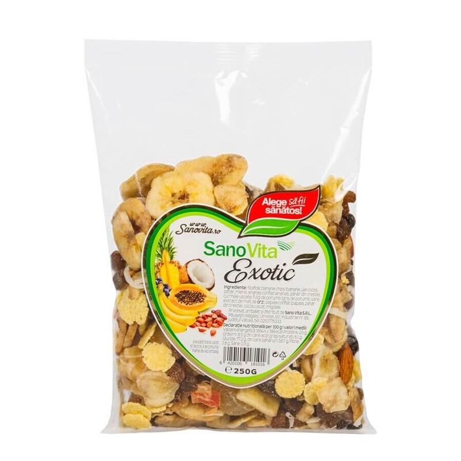 Corn flakes et fruits secs Exotic, 250 g, Sanovita