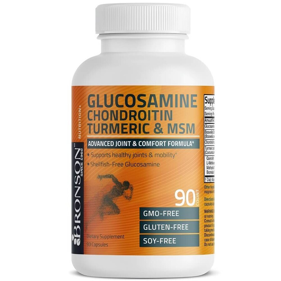 Glucosamine Chondroïtine Curcuma & MSM, 90 gélules, Bronson