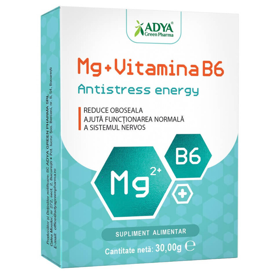 Magnésium + Vitamine B6 Energie anti-stress, 30 gélules, Adya Green Pharma