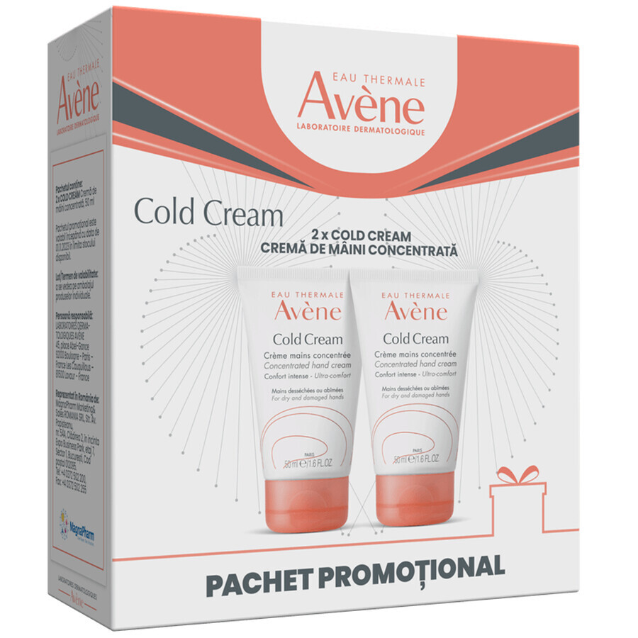 Pachet crema de maini Cold Cream, 50 ml + 50 ml, Avene