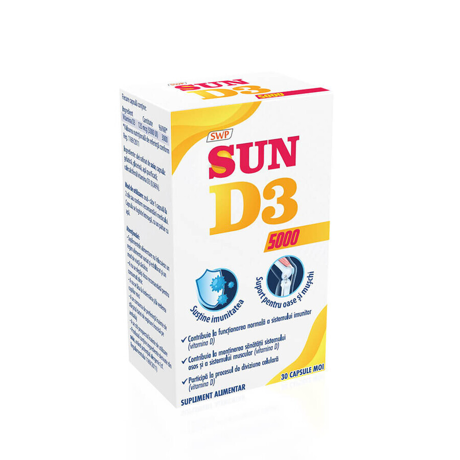 Sun D3, 5000 UI, 30 gélules, Sun Wave Pharma