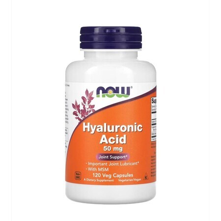 Acide hyaluronique 50 mg + MSM x 60 cps, Now Foods 