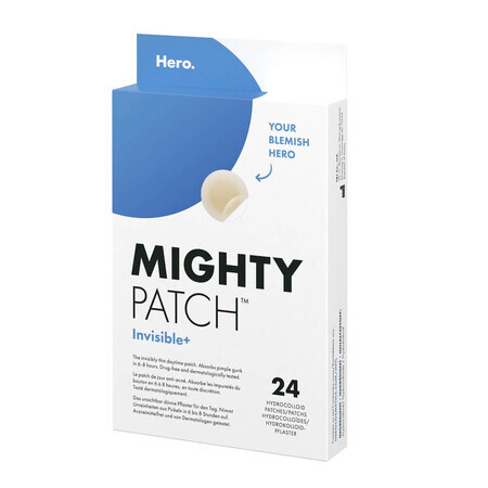 Mighty Patch Invisible patchs hydrocolloïdaux contre l'acné, 24 pièces, Hero