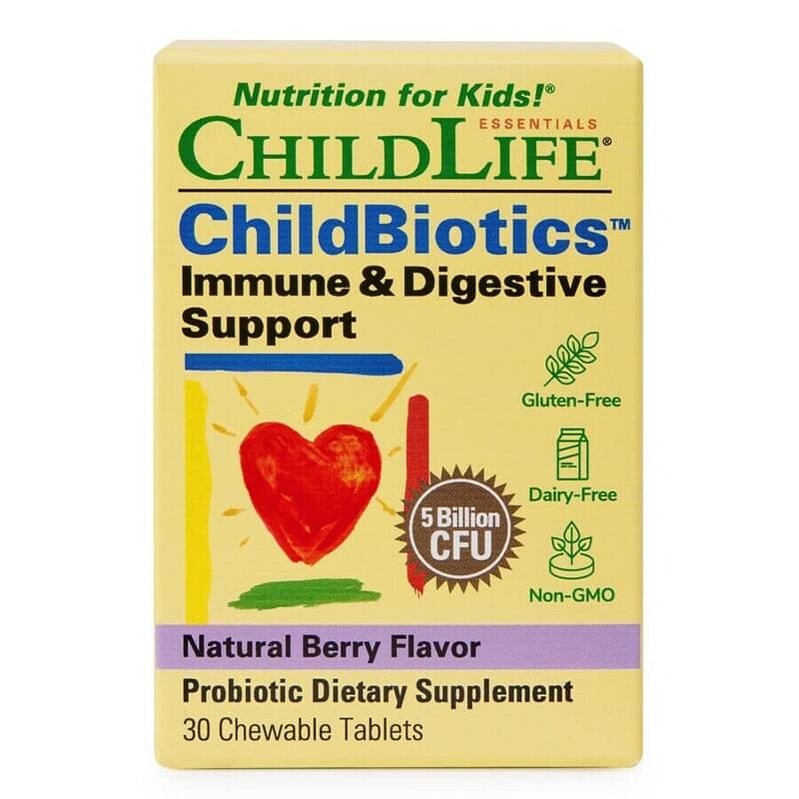 Supplement for balancing the intestinal flora and supporting the immune system ChildBiotics Immune and Digestive Support Childlife Essentials, 30 chewable tablets, Secom