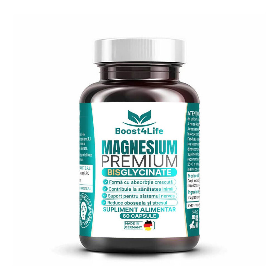 Magnesium Bisglycinate Premium pack, 2 x 60 capsules, Boost4Life