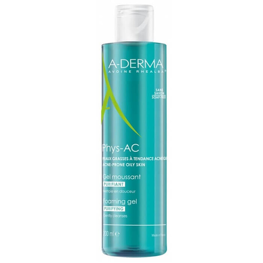 A-Derma Phys-AC Gel nettoyant pour les peaux à tendance acnéique, 200 ml