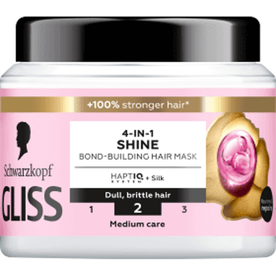 Schwarzkopf GLISS Mască de păr 4 în 1 pentru strălucire, 400 ml