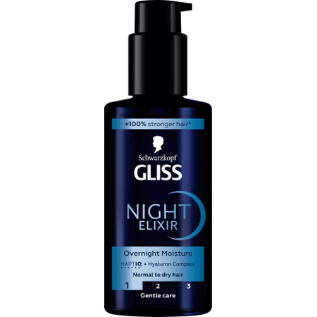 Schwarzkopf GLISS Elixir de nuit pour cheveux normaux et secs, 100 ml