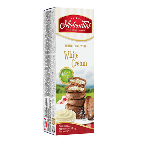 Biscuits fourrés à la crème blanche, 180 g, Molendini