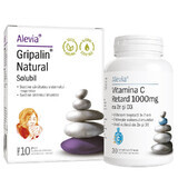 Gripalin Natural Soluble 10 sachets + Vitamine C 1000 mg retard avec Zn et D3 30 comprimés, Alevia
