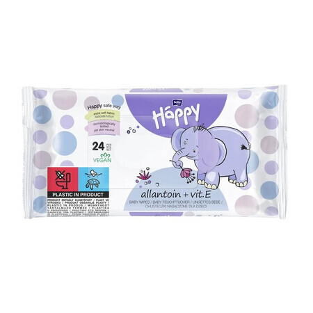 Happy wet wipes with Vitamin E and Allantoin, 24 pieces, Bella