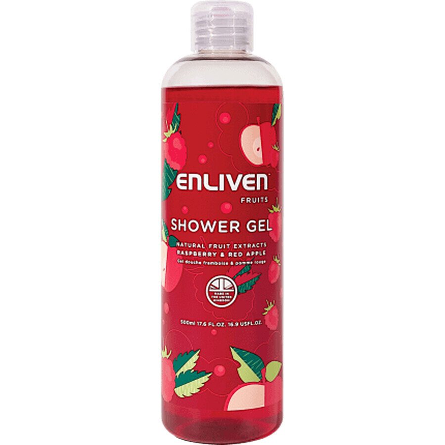 Gel doccia Enliven al lampone e mirtillo rosso, 500 ml
