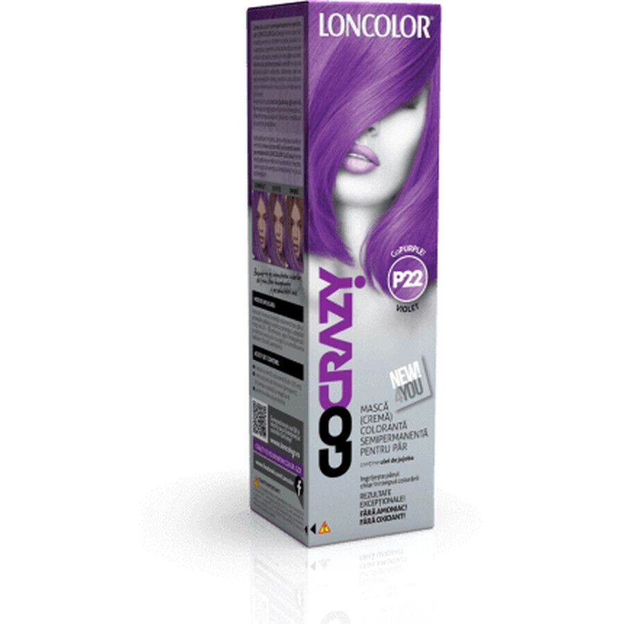 Loncolor Go Crazy Semipermanente Haarfärbemaske (Creme) P22 Violett, 1 Stk