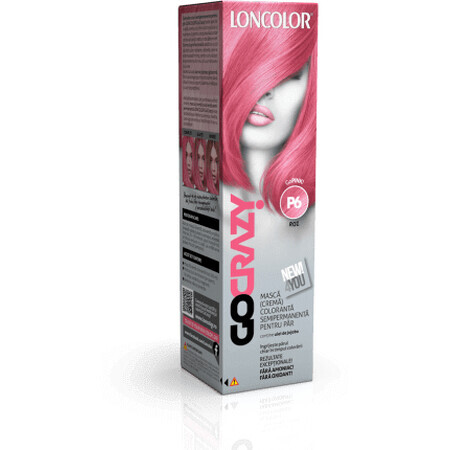 Loncolor Go Crazy Masque colorant capillaire semi-permanent (crème) P6 Rose, 1 pc