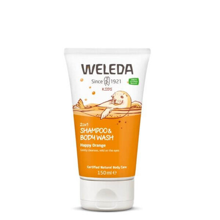 Gel douche et shampooing 2 en 1 pour enfants, orange, 150 ml, Weleda