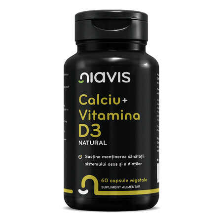 Calcium + Vitamine D3 Naturelle, 60 gélules, Niavis