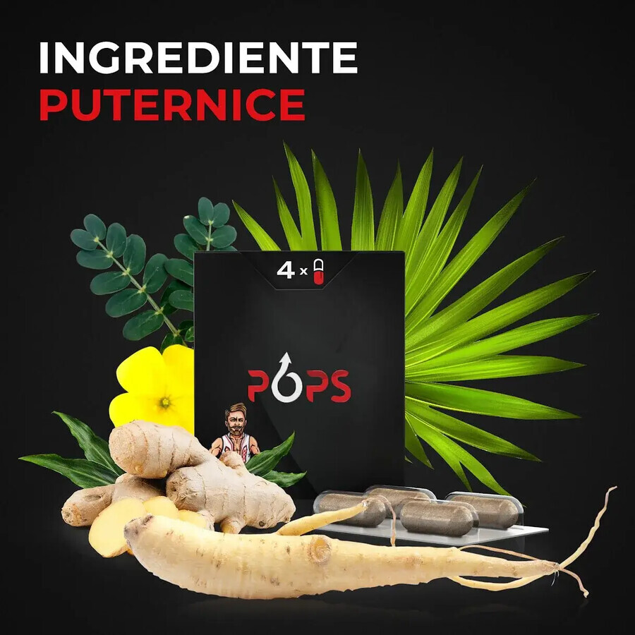 Integratore alimentare di potenza, 4 capsule, Pops