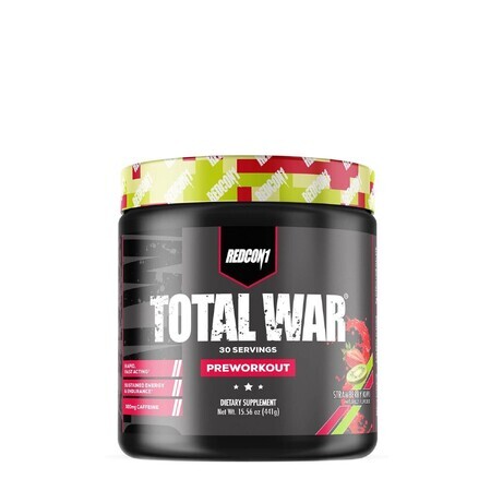 Redcon1 Total-War® Pre-Workout, Pre-Workout Energizer avec saveur de fraise et de kiwi, 441 g, GNC