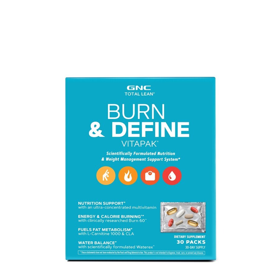 Total Lean® Burn & Define Vitapak®, Programme complet d'amincissement, 30 sachets, GNC 