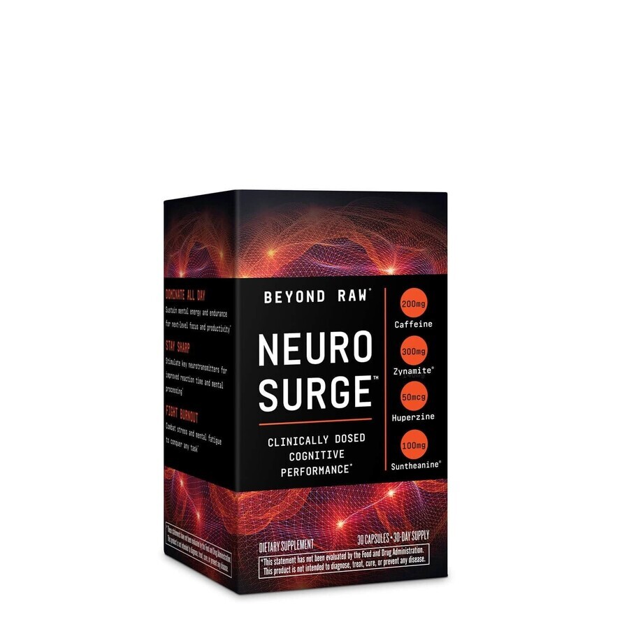 Beyond Raw Neuro Surge, formula nootropica per prestazioni cognitive, 30 cps, GNC