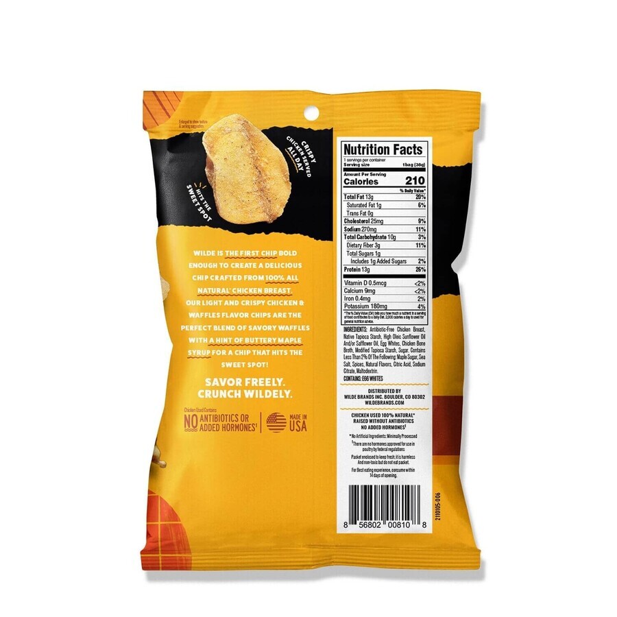 WILDE Protein Chips, Huhn & Waffel aromatisierte Protein Chips, 38 g, GNC