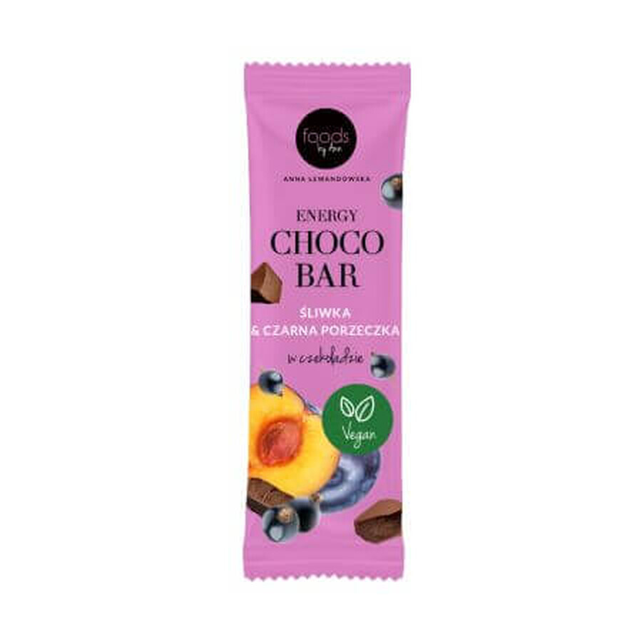 Barre énergisante au chocolat prune et cassis, 35g, Foods By Ann