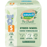 Babylove Nature Hybridwindeln für Kinder, Größe S, 3-8kg, 34 Stk