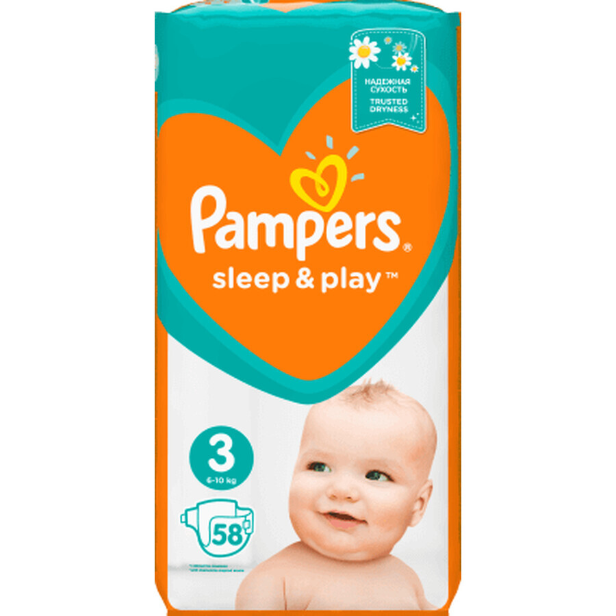 Pampers Sleep & Play Baby Windeln, Größe 3, 6-10kg, 58 Stück