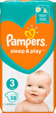 Couches pour b&#233;b&#233;s Pampers Sleep &amp; Play, taille 3, 6-10kg, 58 pi&#232;ces