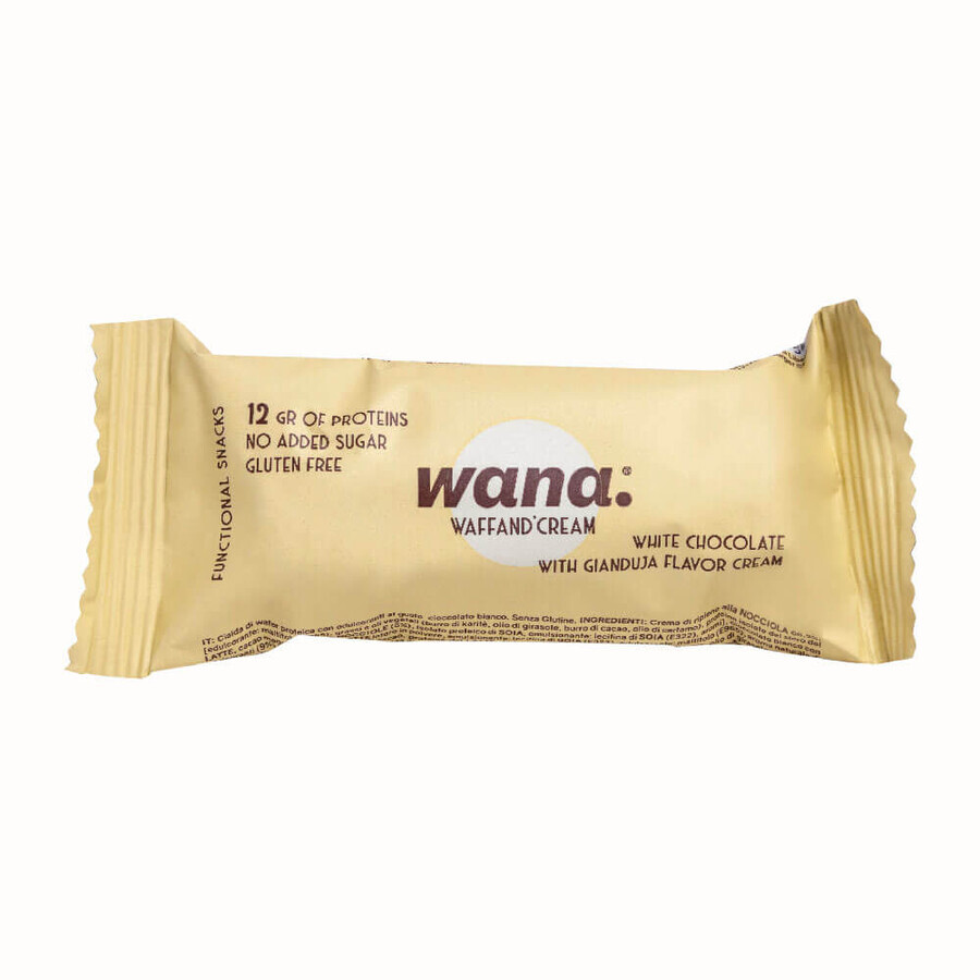 Wana gaufrettes protéinées au chocolat blanc et au gianduia, 43 g, Wana