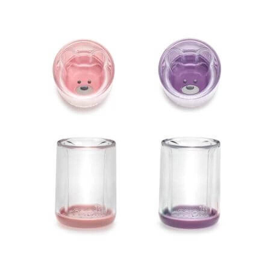 Lot de 2 verres pour enfants avec design intérieur, rose et violet, Melii