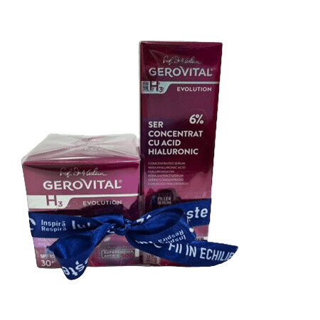 Gerovital H3 Evolution Moisturizing Lift Cream FP10 50ml + Hyaluronic Acid Serum 10ml Package